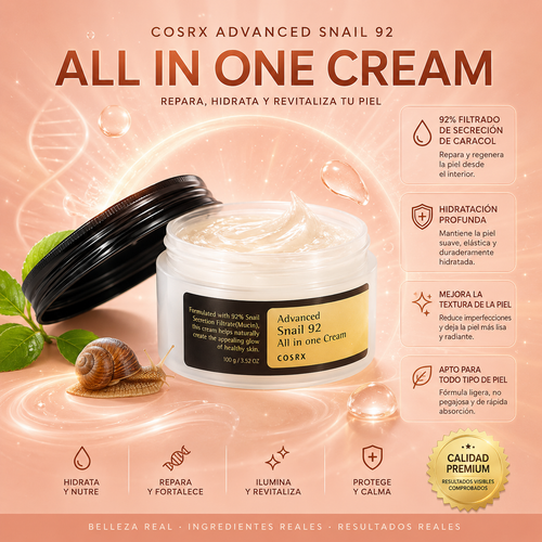 SnailRepair™️ – Crema Gel con Mucina de Caracol que Repara tu Piel, Borra Marcas y Devuelve el Glow Natural